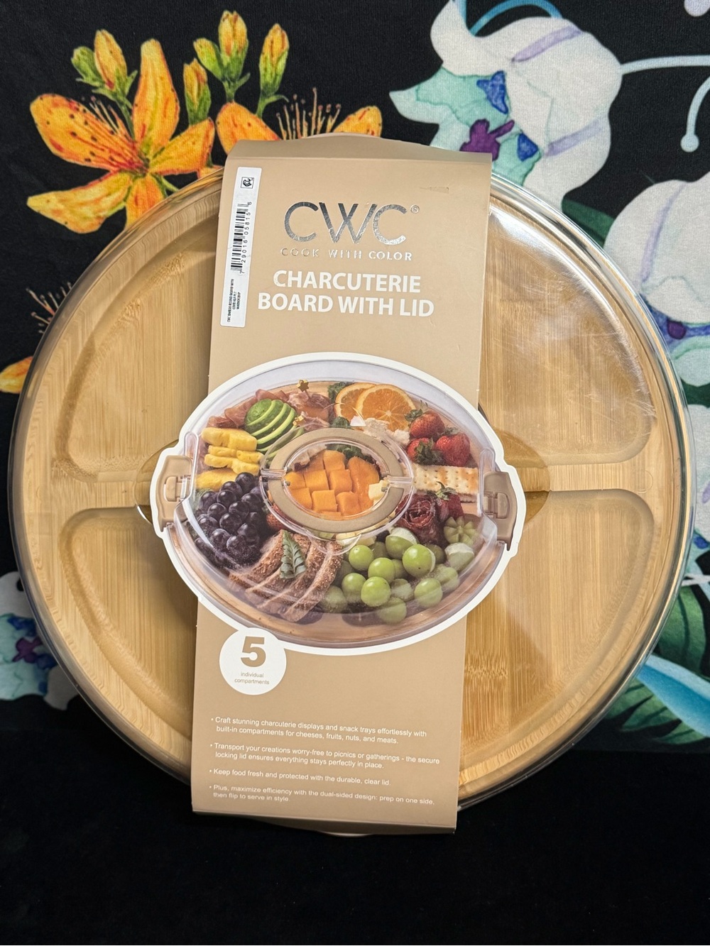 CWC Bamboo Charcuterie Board with Clear Lid - Natural